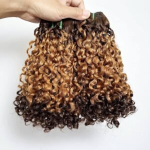 T4/30/4 Pixie Curly Human Raw Hair Weft Bundles