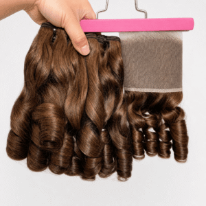 #4 Brown Bouncy Curly Human Hair Weft Bundles